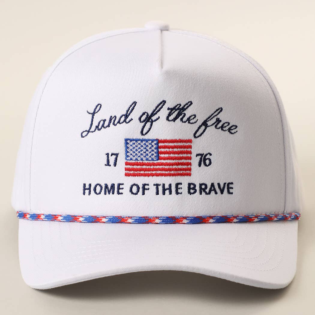 **Pre-Order**  Land of the Free Embroidered USA Rope Trucker Hat