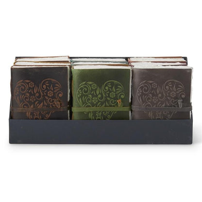 8 Inch Leather Heart Embossed Handcrafted Journal - asst colors