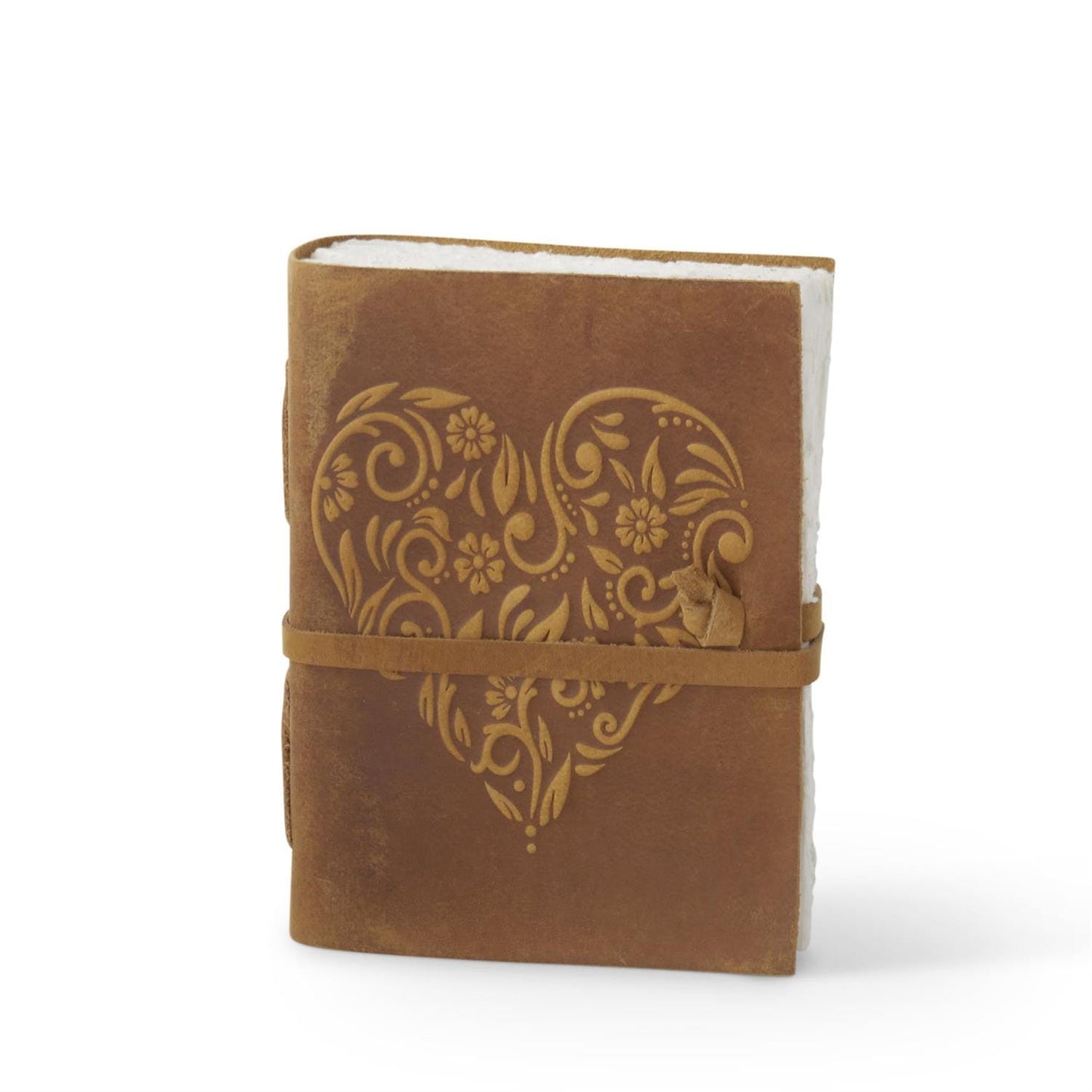 8 Inch Leather Heart Embossed Handcrafted Journal - asst colors