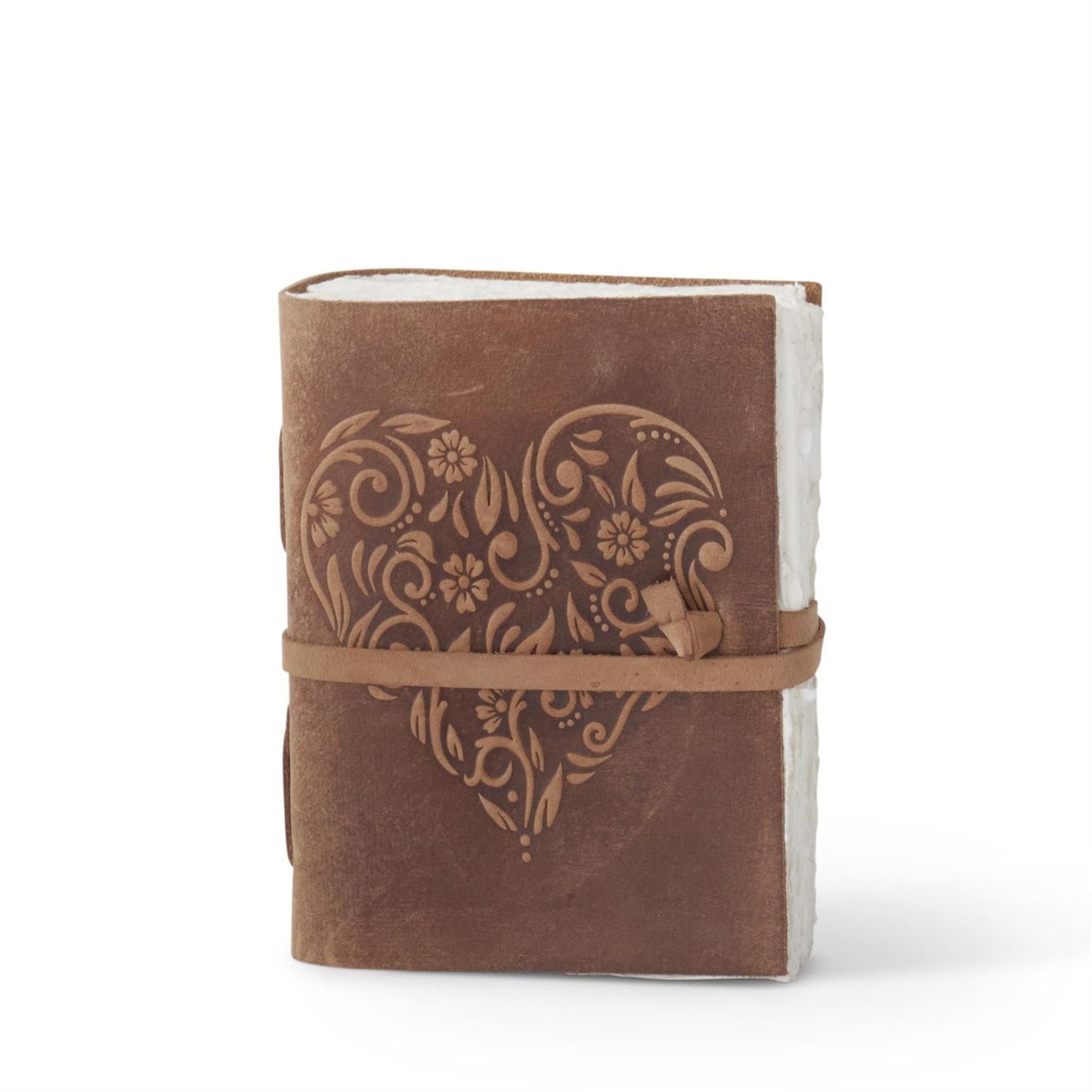 8 Inch Leather Heart Embossed Handcrafted Journal - asst colors