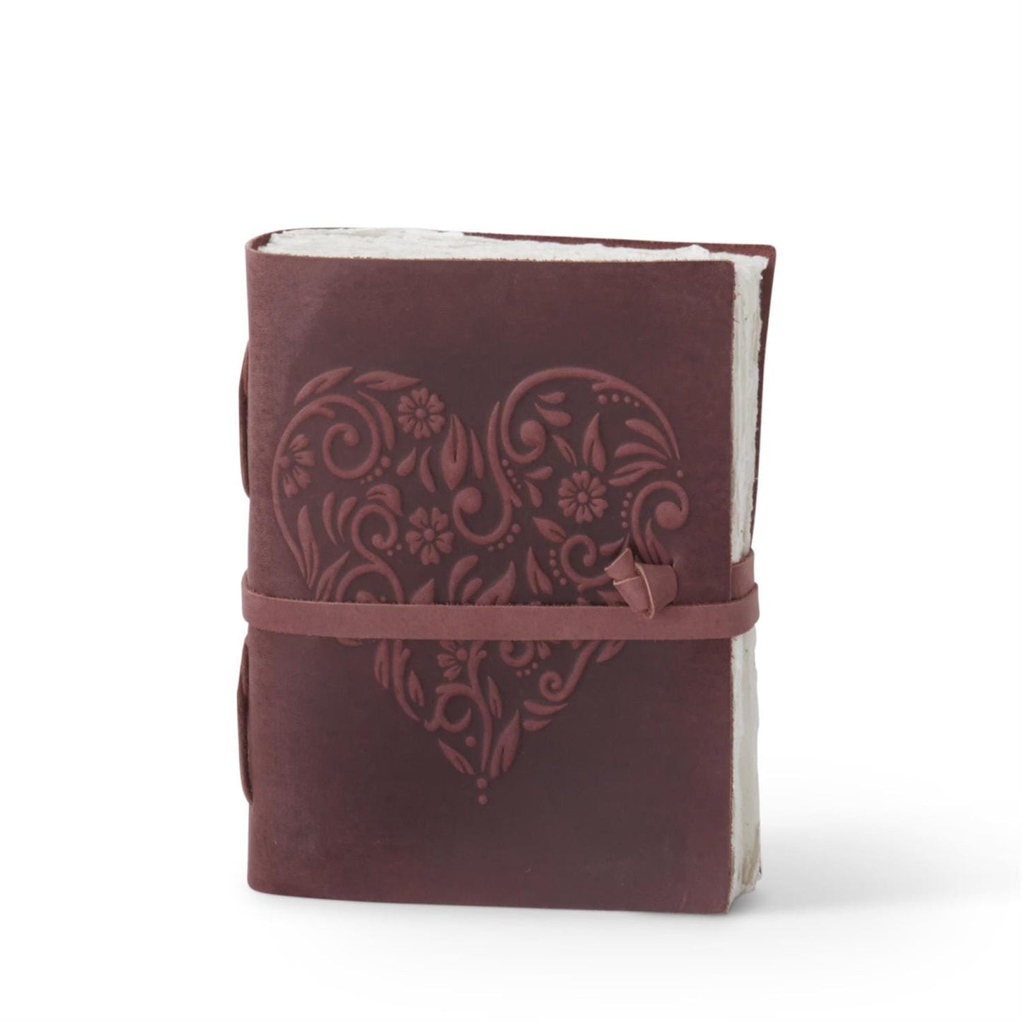 8 Inch Leather Heart Embossed Handcrafted Journal - asst colors