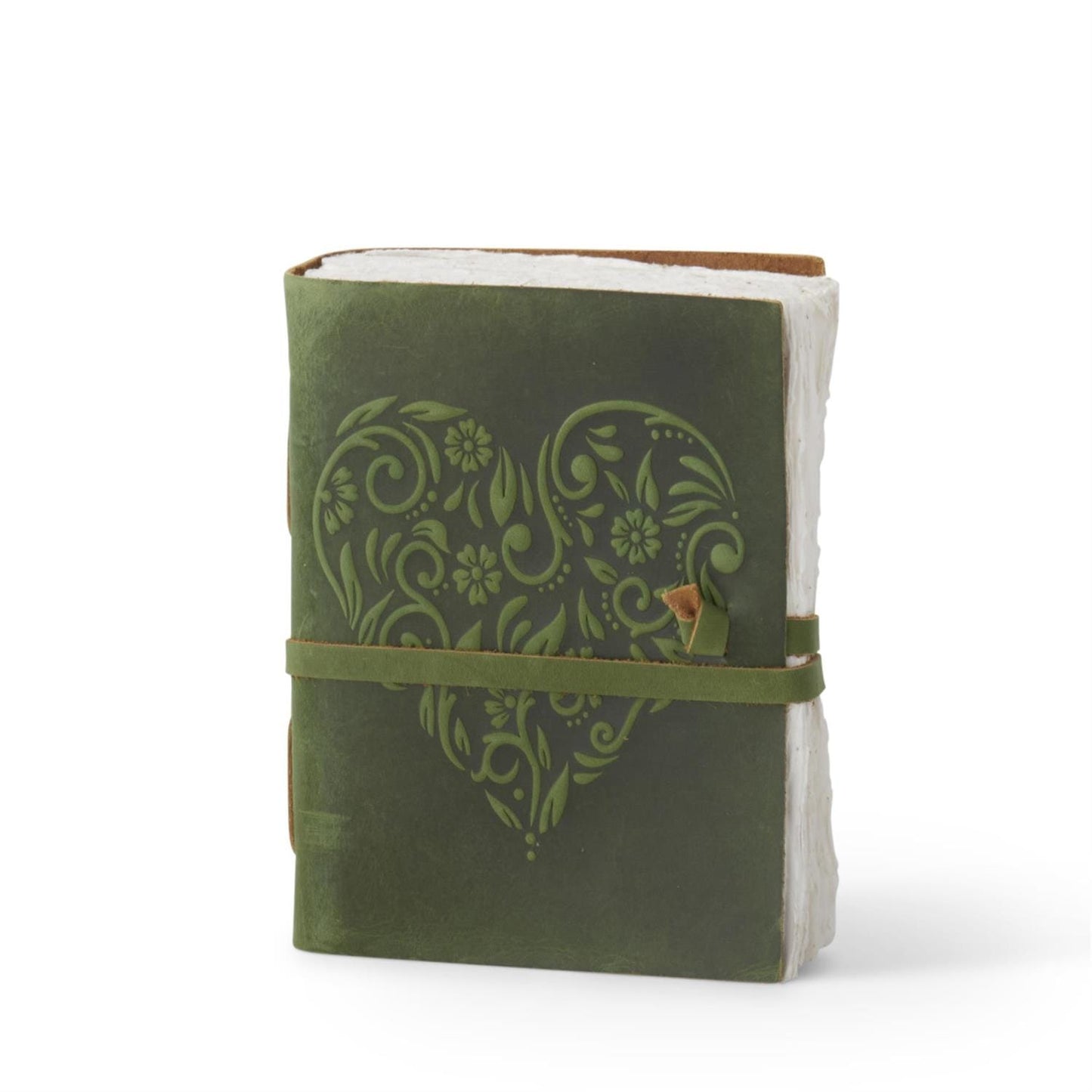 8 Inch Leather Heart Embossed Handcrafted Journal - asst colors