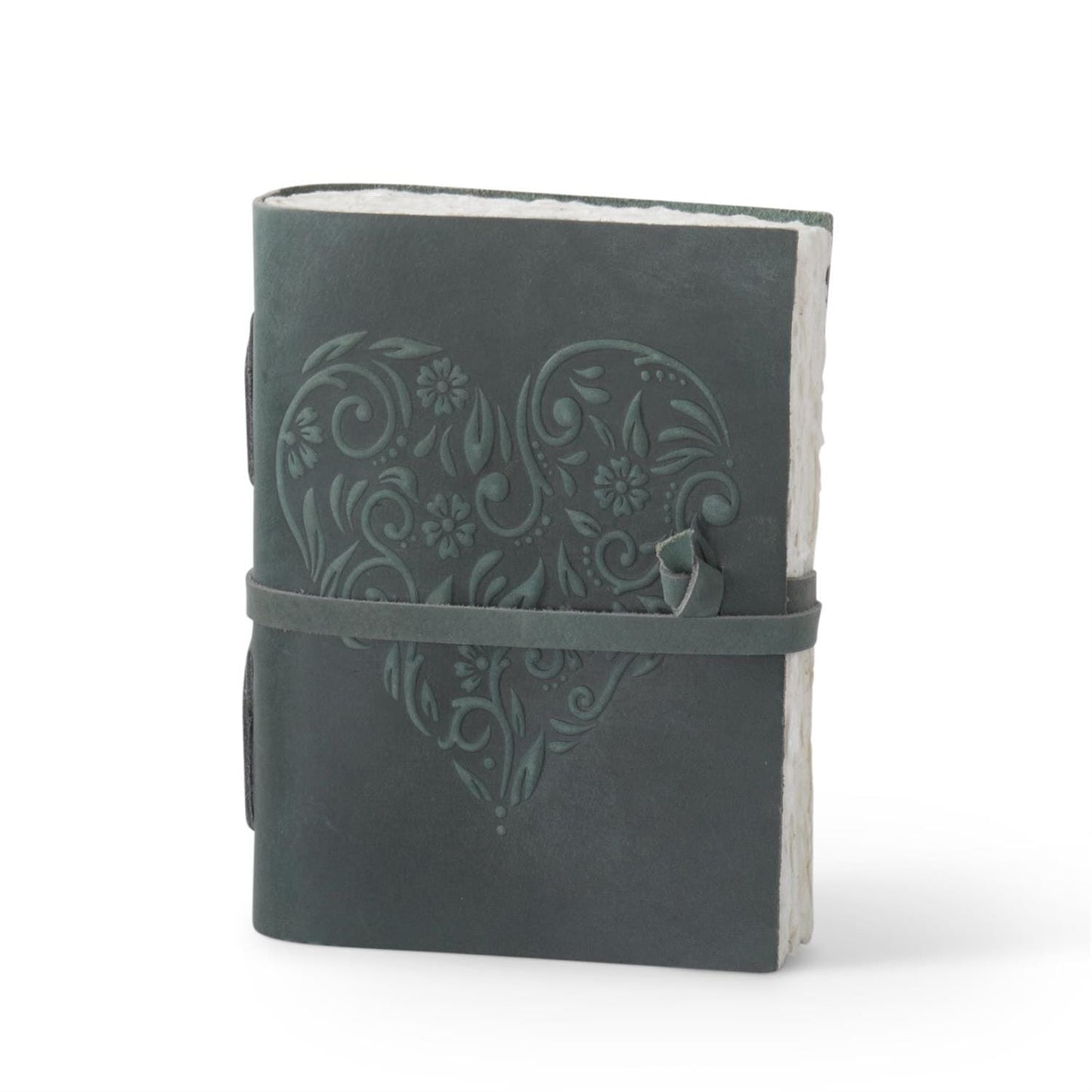 8 Inch Leather Heart Embossed Handcrafted Journal - asst colors