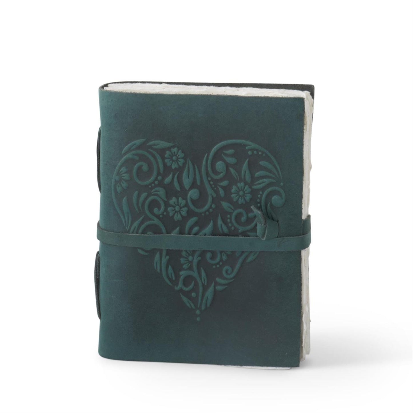 8 Inch Leather Heart Embossed Handcrafted Journal - asst colors