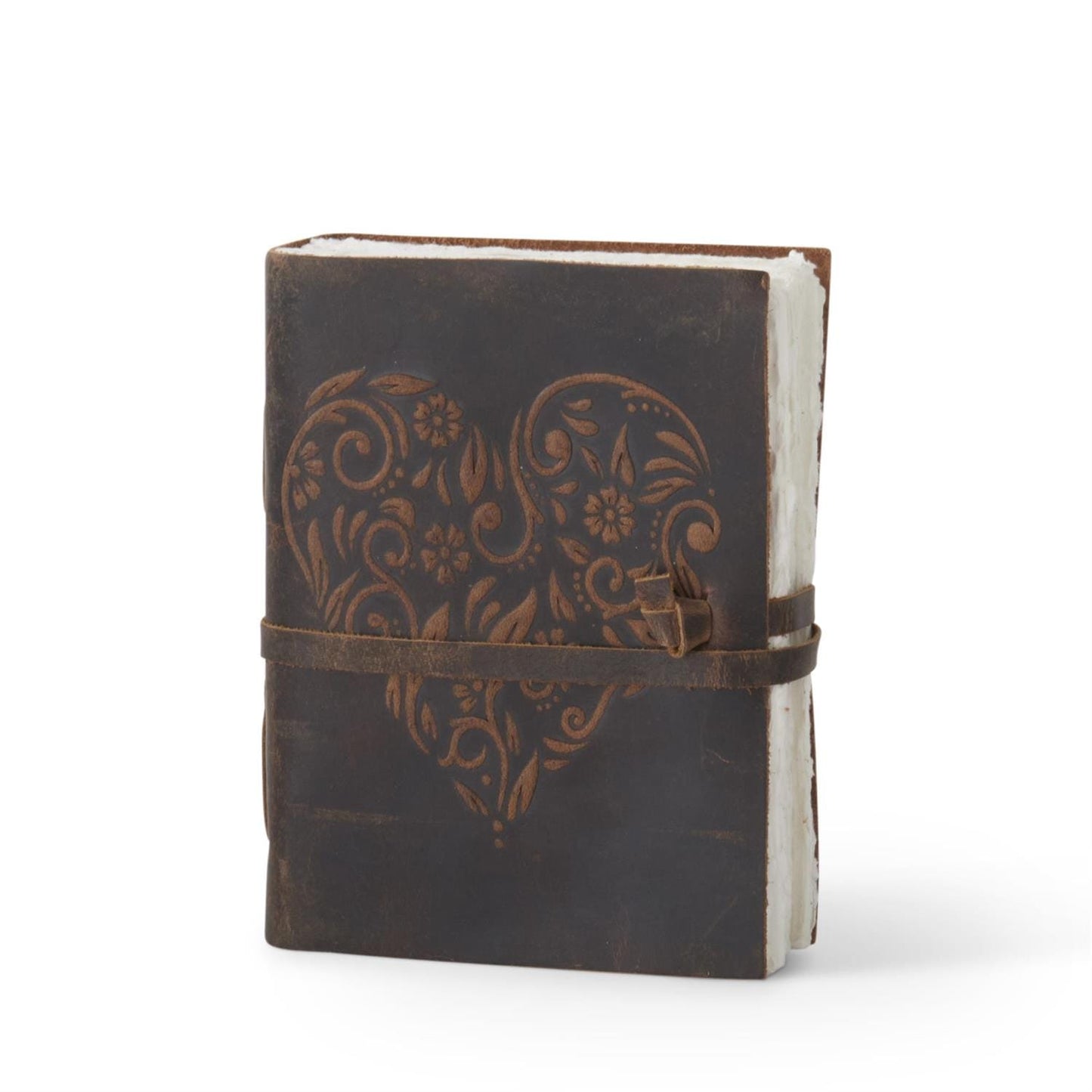 8 Inch Leather Heart Embossed Handcrafted Journal - asst colors