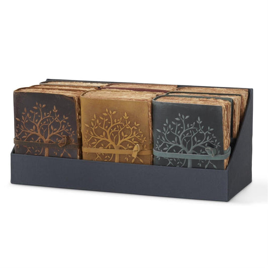 Assorted 8 Inch Leather Tree Embossed Handcrafted Deckle Edge Unline