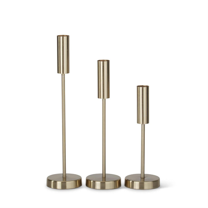 Slender Gold Metal Taper Candleholder