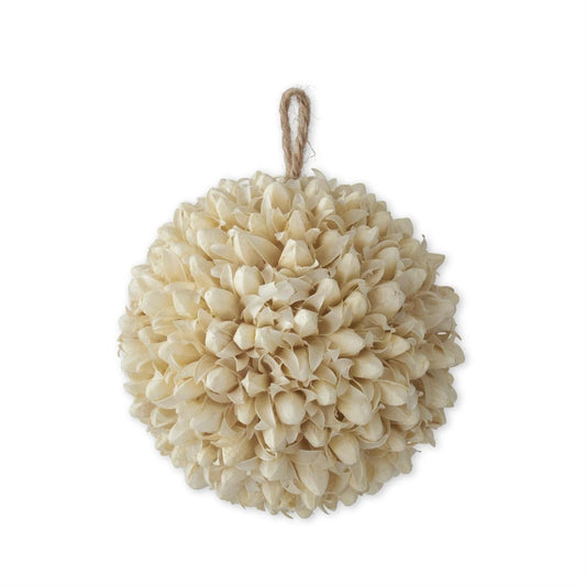 Cream Dried Pod Ball Ornament