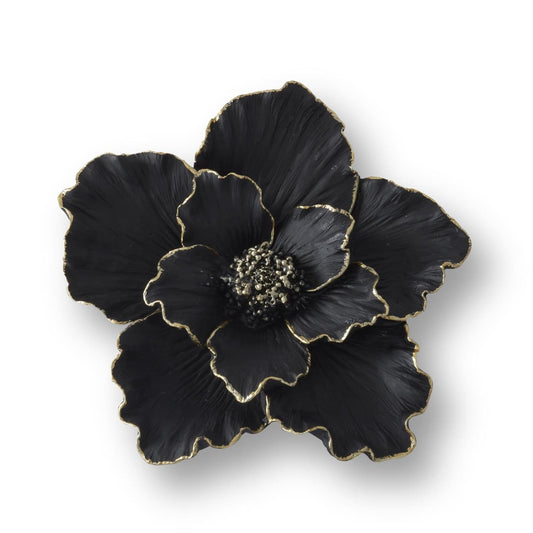 Black and Gold Resin Wall Flower