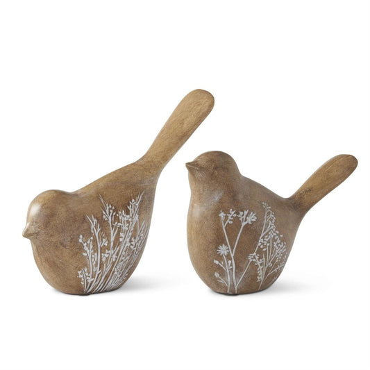 Flower Embossed Bird Figurine