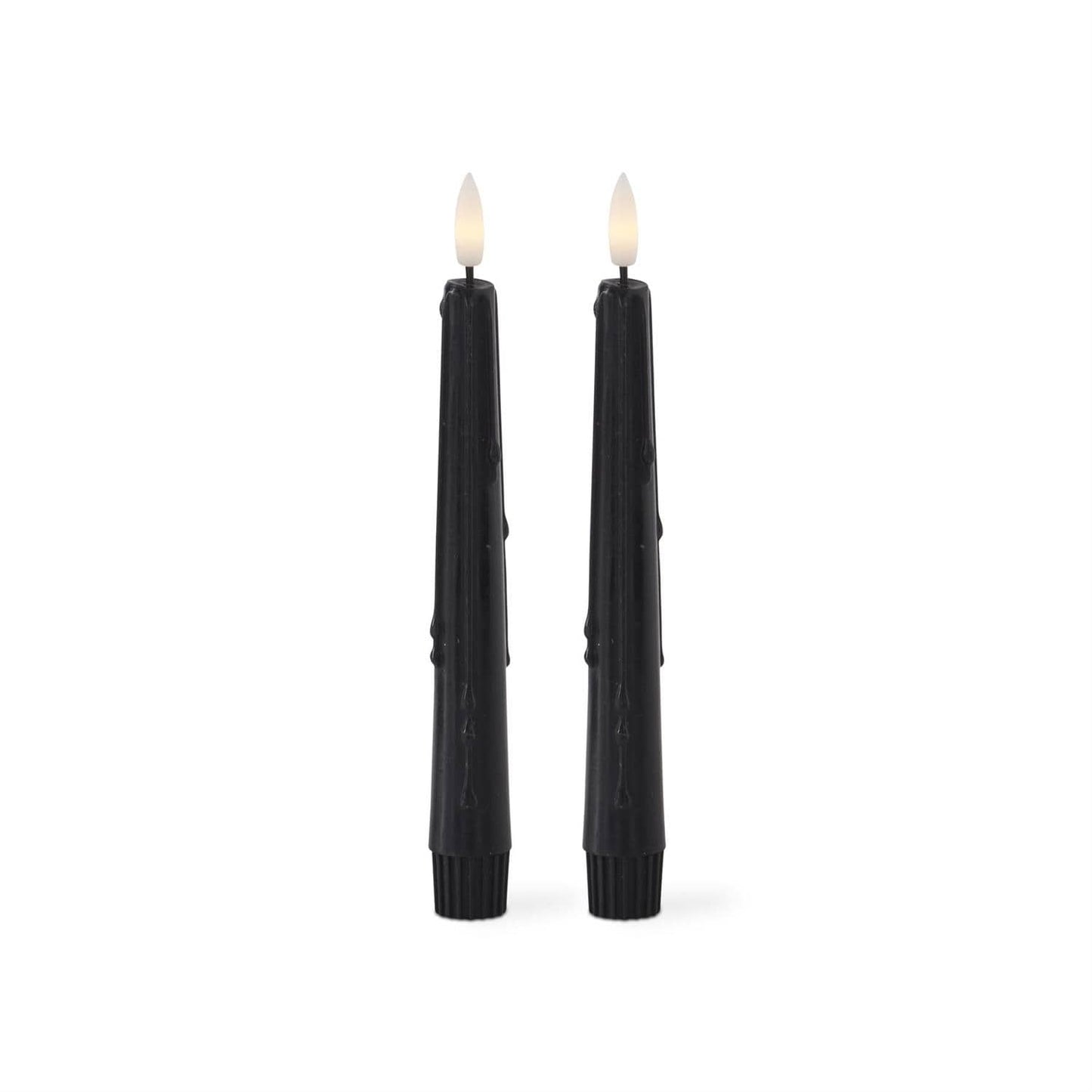 Set of 2 8 Inch Black LED Drip Taper Candles