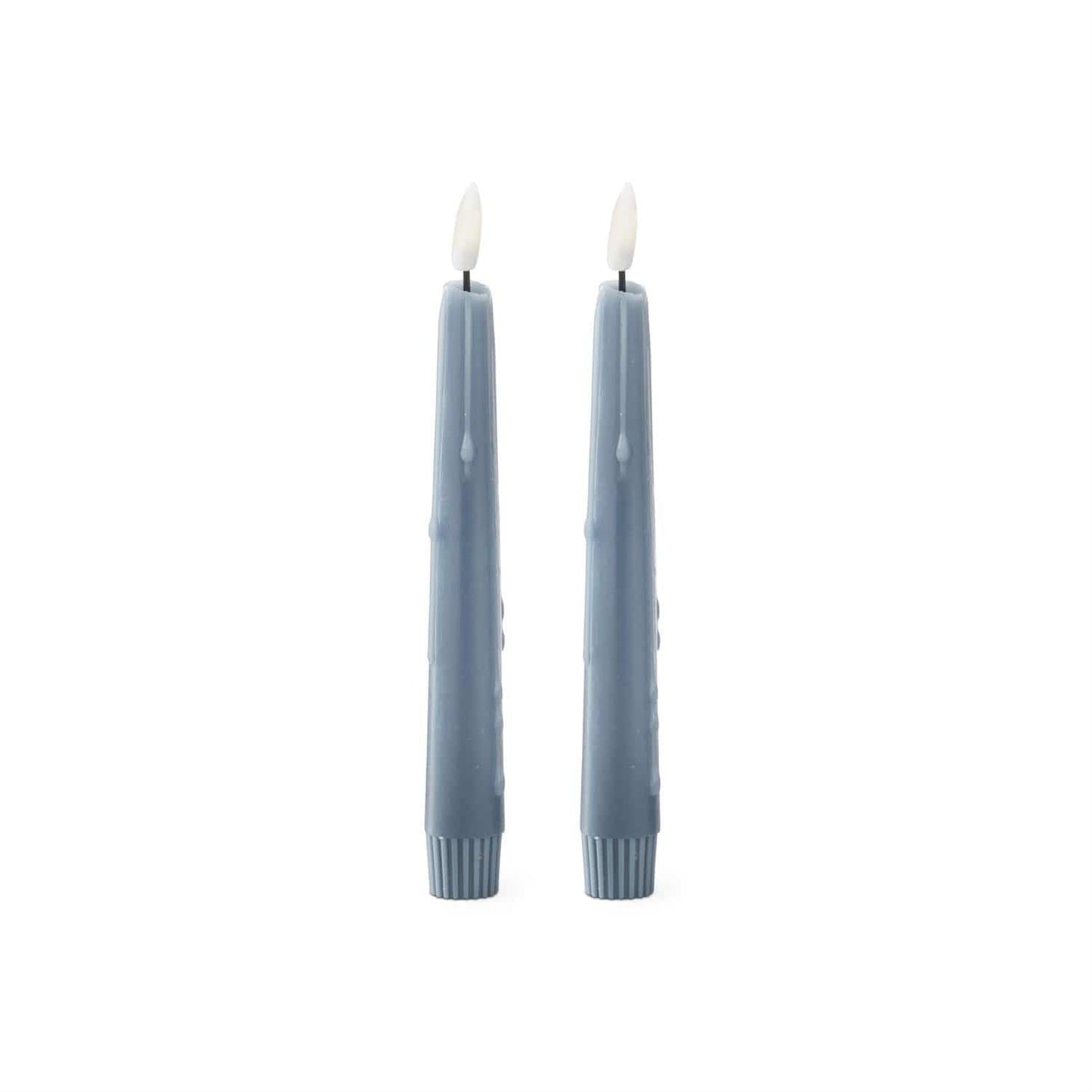 Set of 2 8 Inch Light Blue LED Drip Taper Candles w/Timers