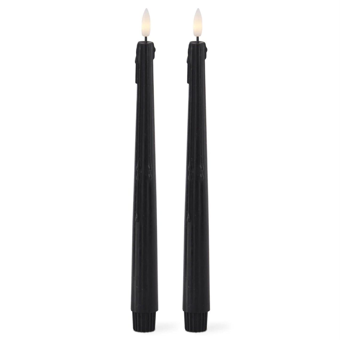 Set of 2 11.5 Inch Black LED Drip Taper Candles w/Timer