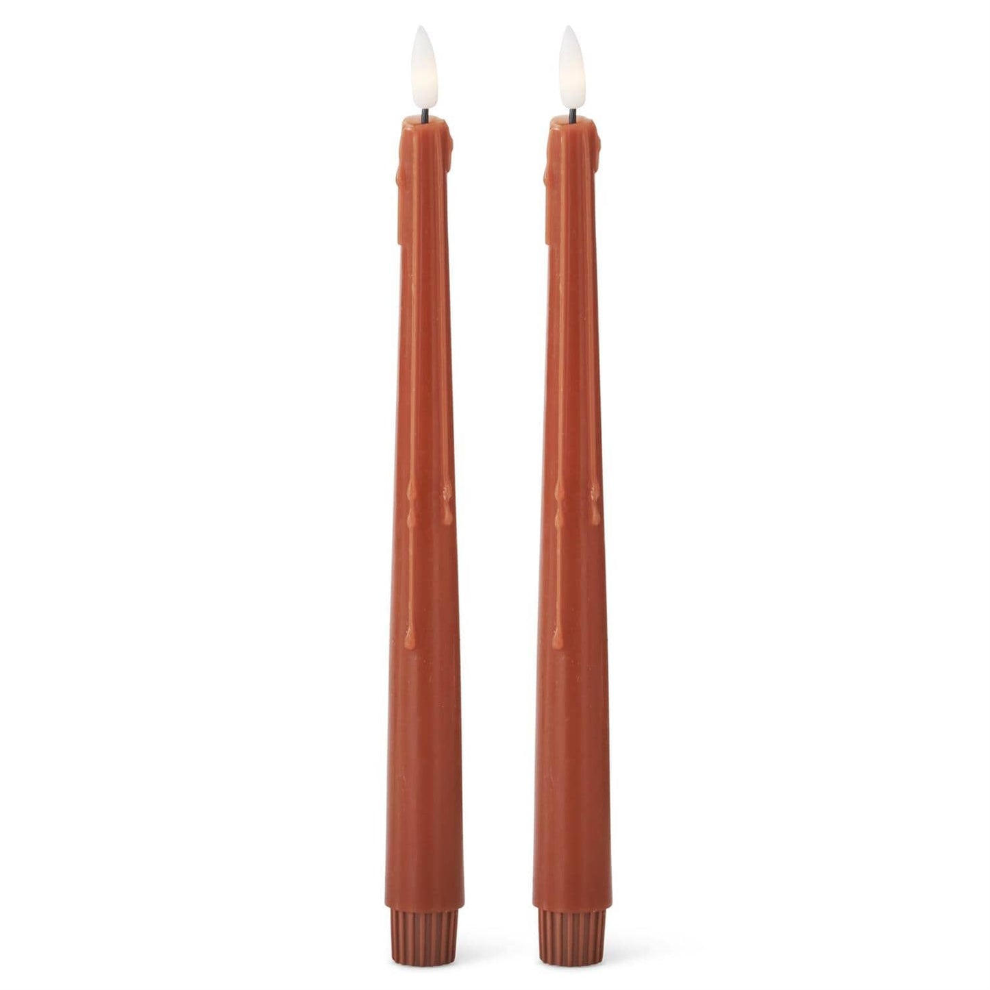 Set of 2 11.5 Inch Rust LED Drip Taper Candles