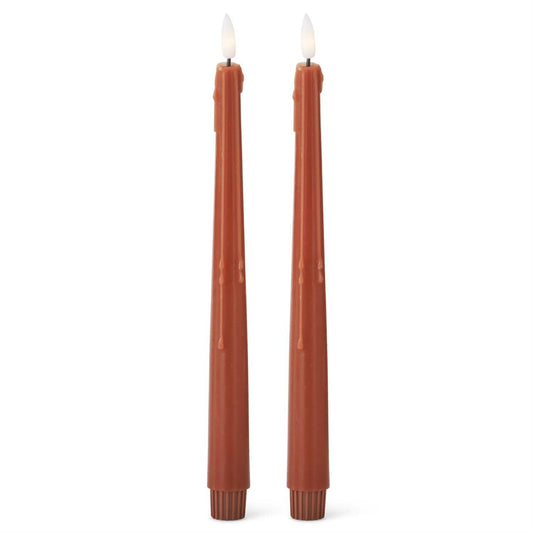 Set of 2 11.5 Inch Rust LED Drip Taper Candles