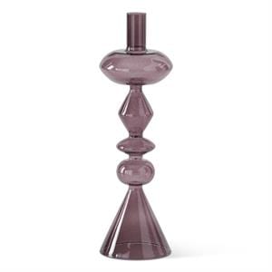 Handcrafted Purple Glass Modern Taper Candleholders