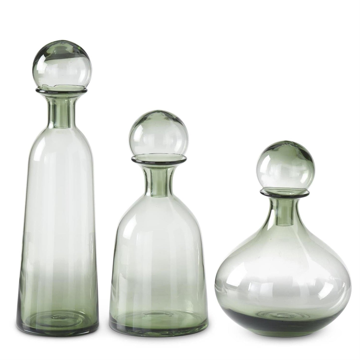 Green Glass Vases with Stopper
