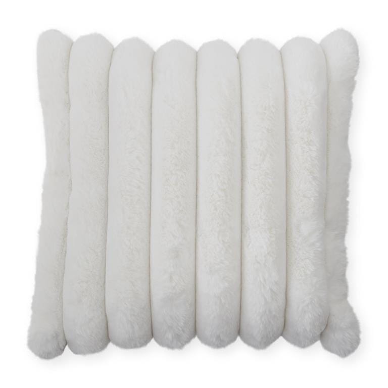 18 Inch Cream Vegan Fur Pillow