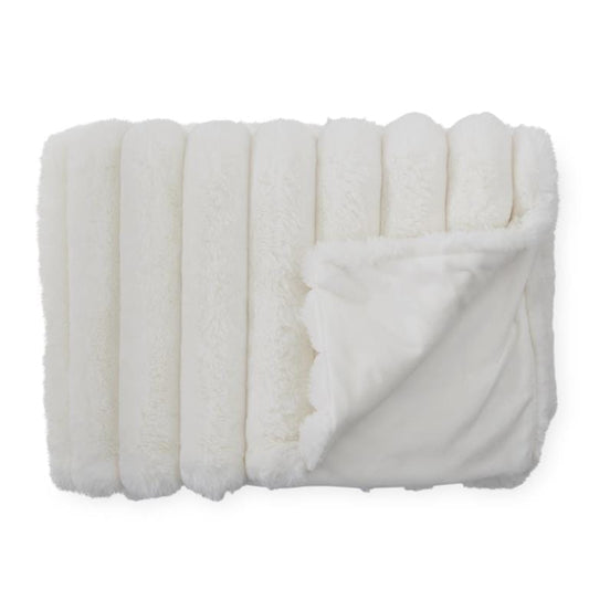 60 Inch Cream Vegan Fur Throw Blanket