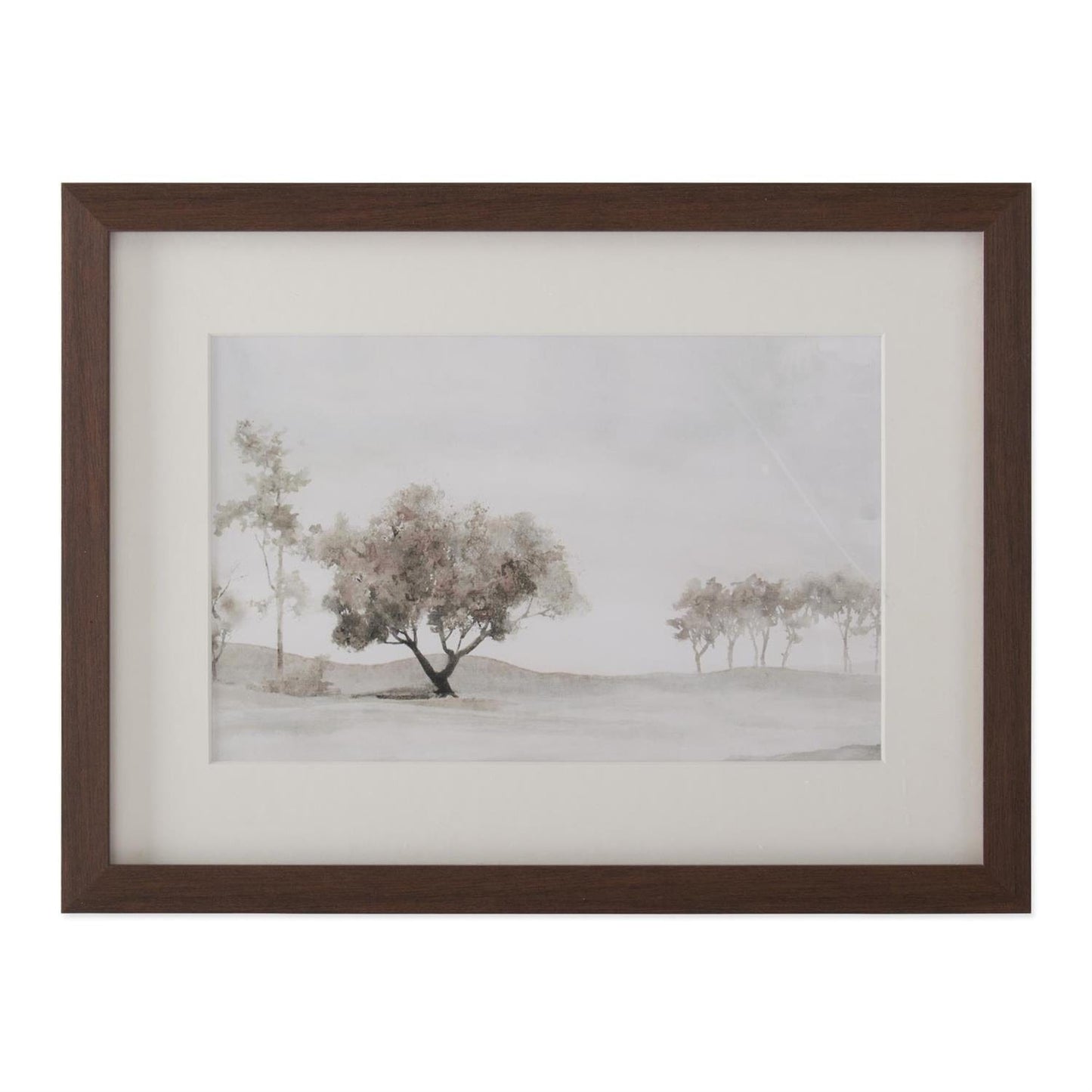 Brown Wood Framed Watercolor Landscape Print