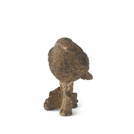 4 Inch Textured Brown & Gold Resin Bird on Branch