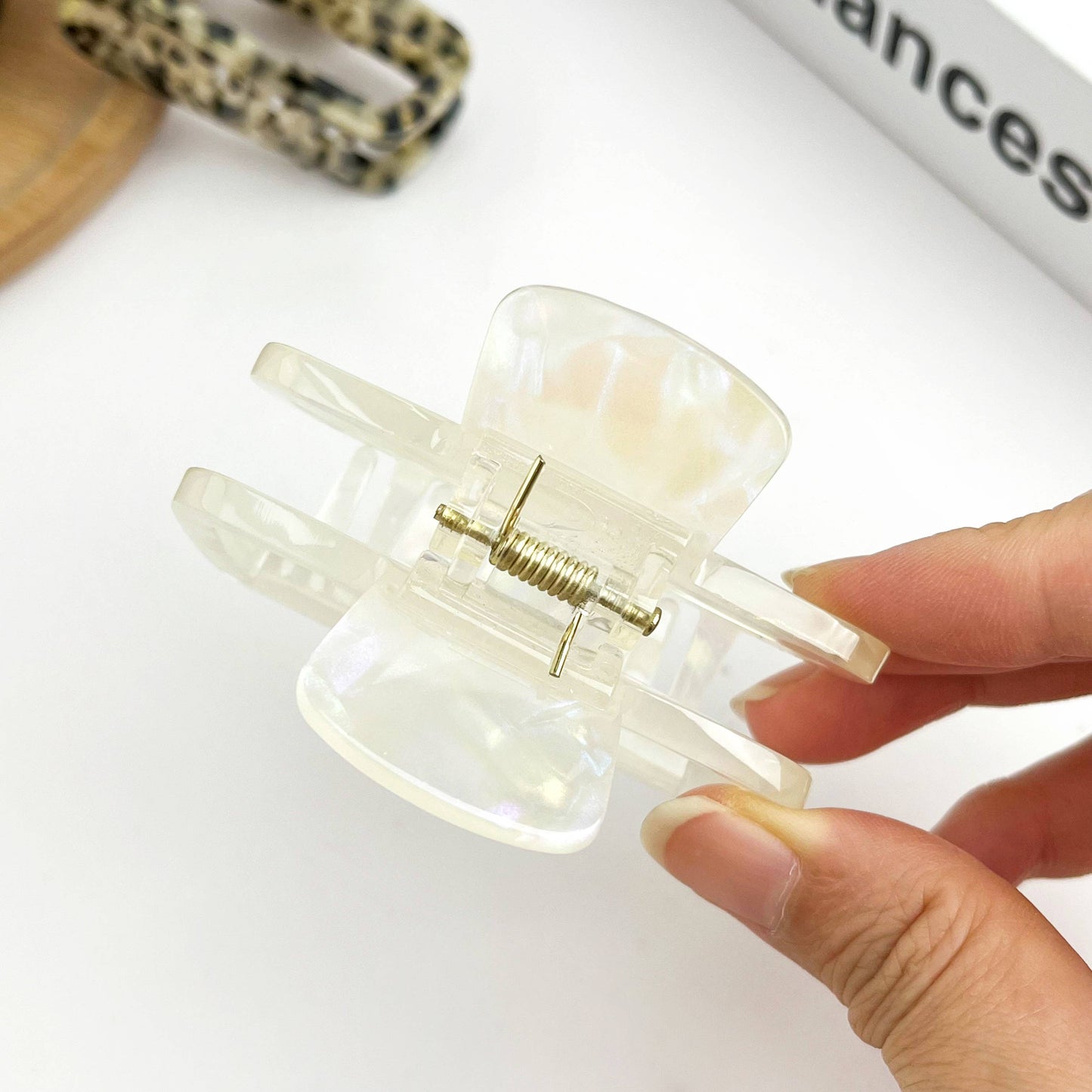 Classic Rectangle Hollow Claw Clip, Acetate Square Hair Clip