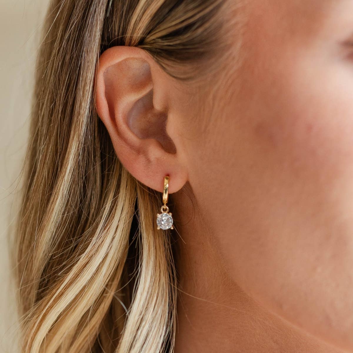 Faux Diamond Huggie Earring