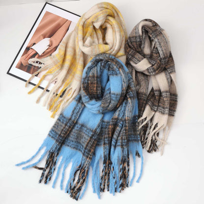 Trendy Plaid Thicken Warm Tassel Knit Scarf MK2BLW6W6NSW75