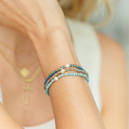 Beaded Duo Pearl Bracelet Set