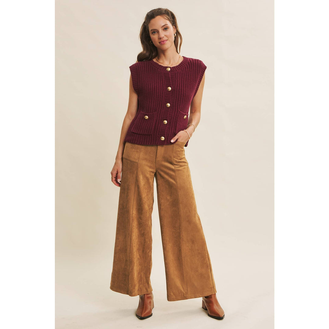Buttery Suede Stretchy Wide-Leg Pants