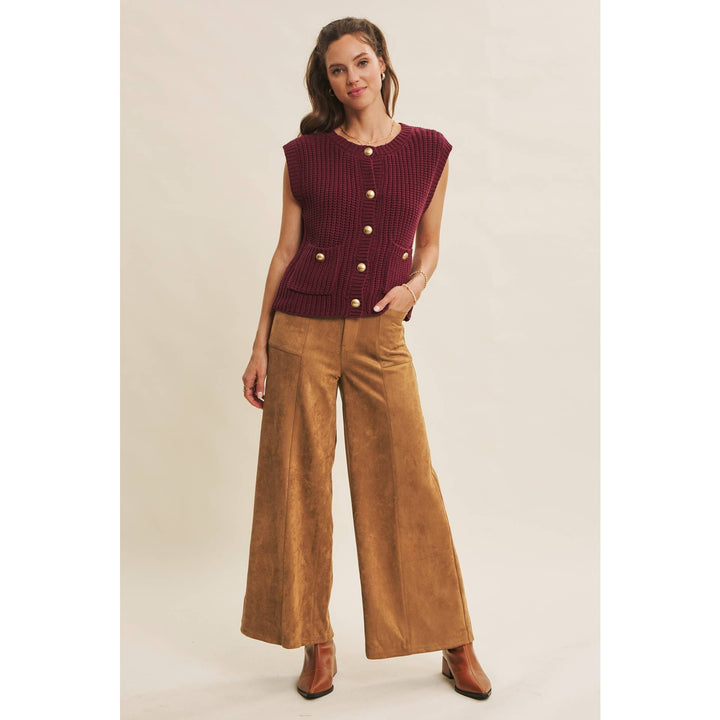Buttery Suede Stretchy Wide-Leg Pants