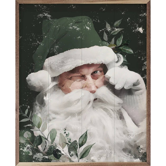 Winking Santa With Green Hat Art Print