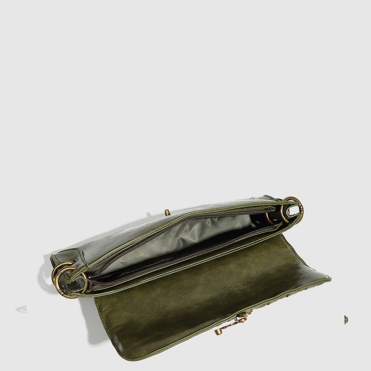 Bronze Lock Chain Shoulder & Clutch Bag