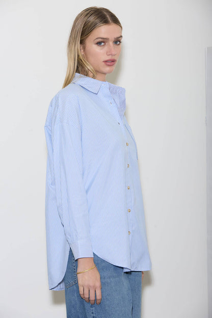 Striped Long Sleeve Collared Shirt