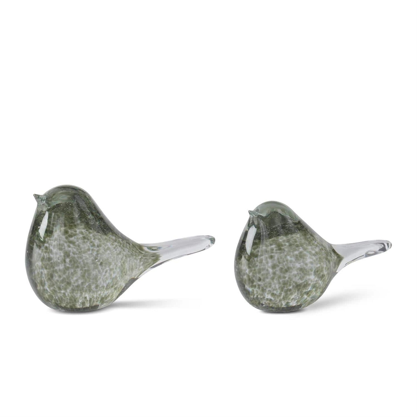 Green Speckled Clear Glass Bird