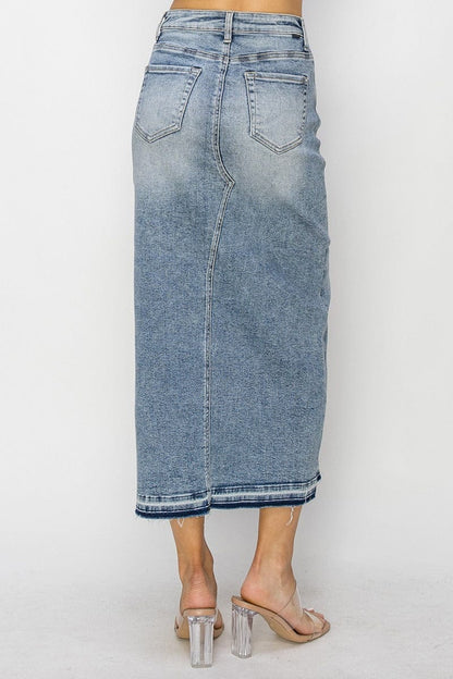 High Rise Front Opening Maxi Skirt