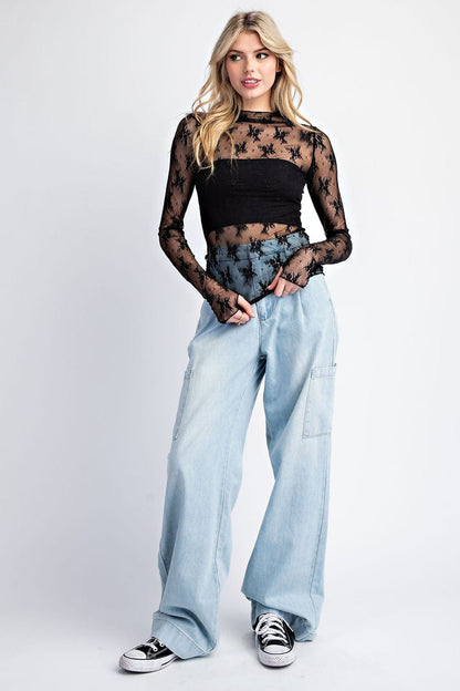 Lace Long Sleeve Top - Two Colors