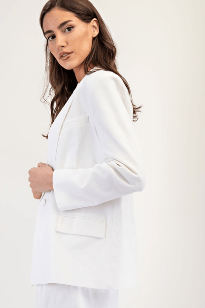 Long Sleeve Blazer Jacket White