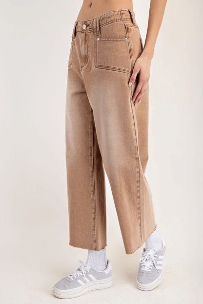 Raw Hem Straight Leg Pants