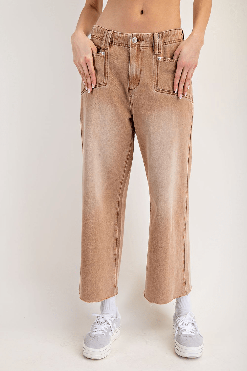 Raw Hem Straight Leg Pants