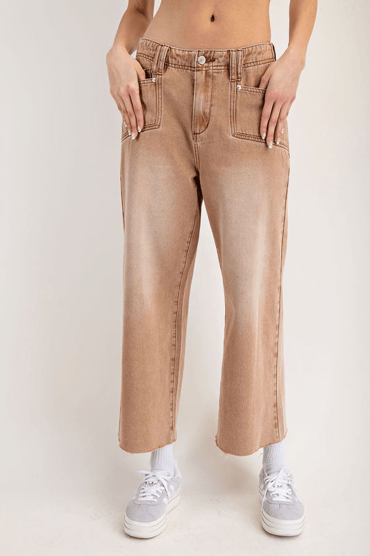 Raw Hem Straight Leg Pants