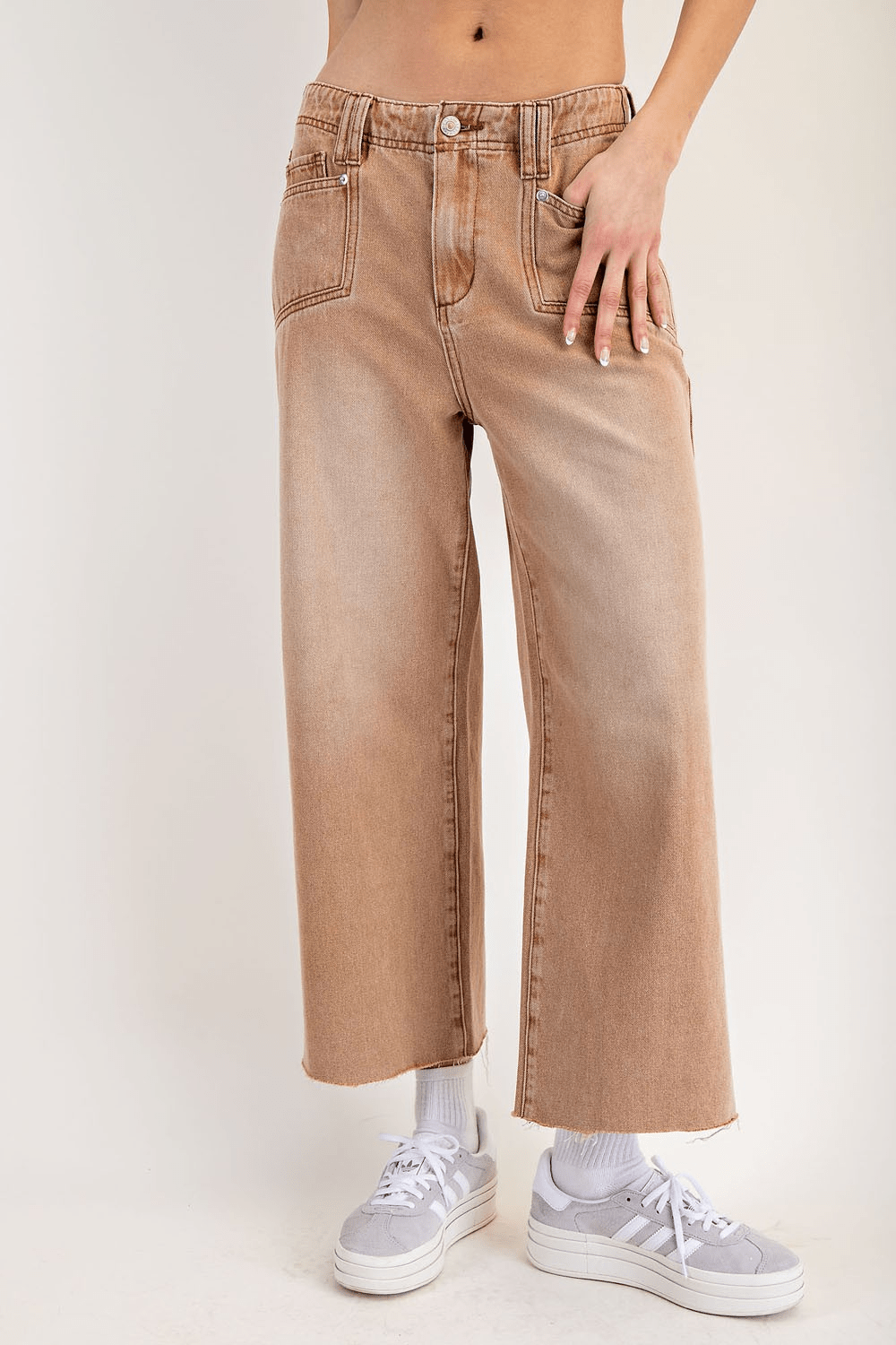 Raw Hem Straight Leg Pants