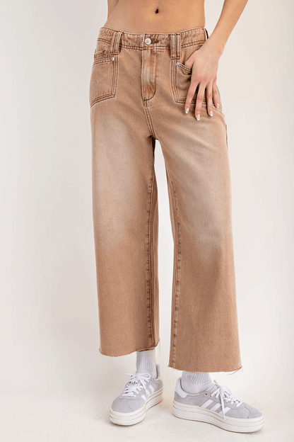 Raw Hem Straight Leg Pants