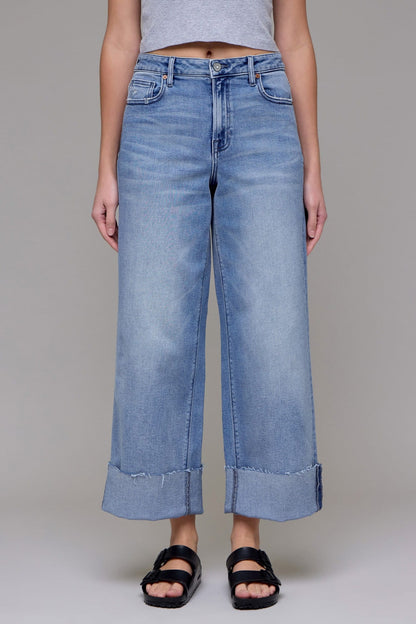 Medium Light Cuffed Crop Wideleg