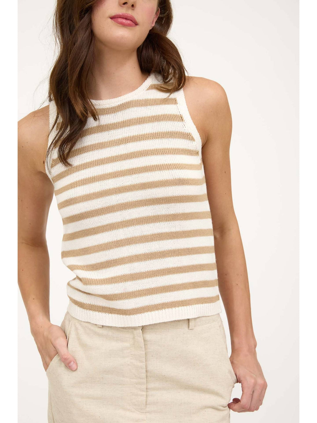 Stripe sweater cropped tank top