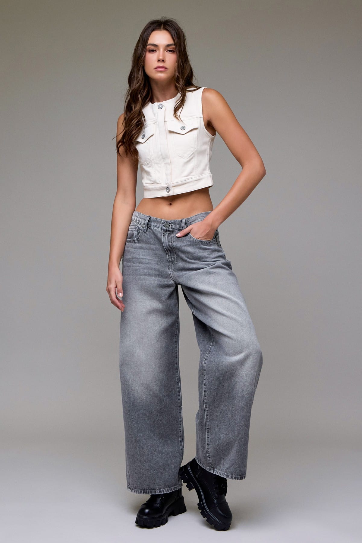 Gray Washed Oversized Baggy Jeans