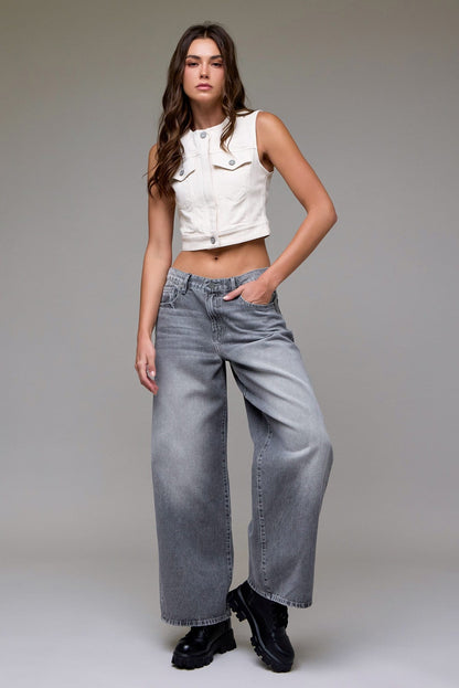 Gray Washed Oversized Baggy Jeans
