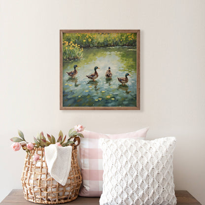 Spring Ducks In Pond