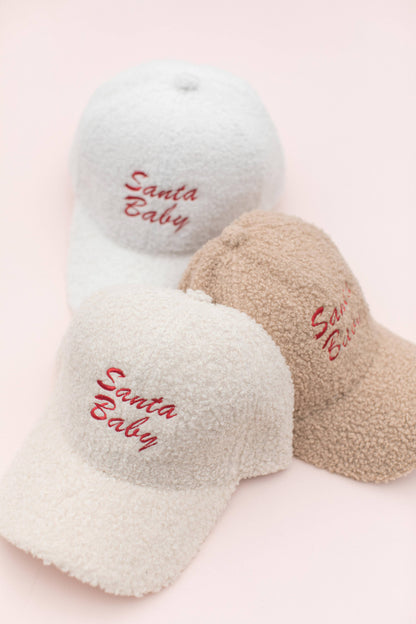 Holiday Santa Baby Boucle Embroidery Hat Cap