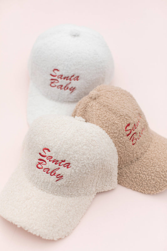 Holiday Santa Baby Boucle Embroidery Hat Cap